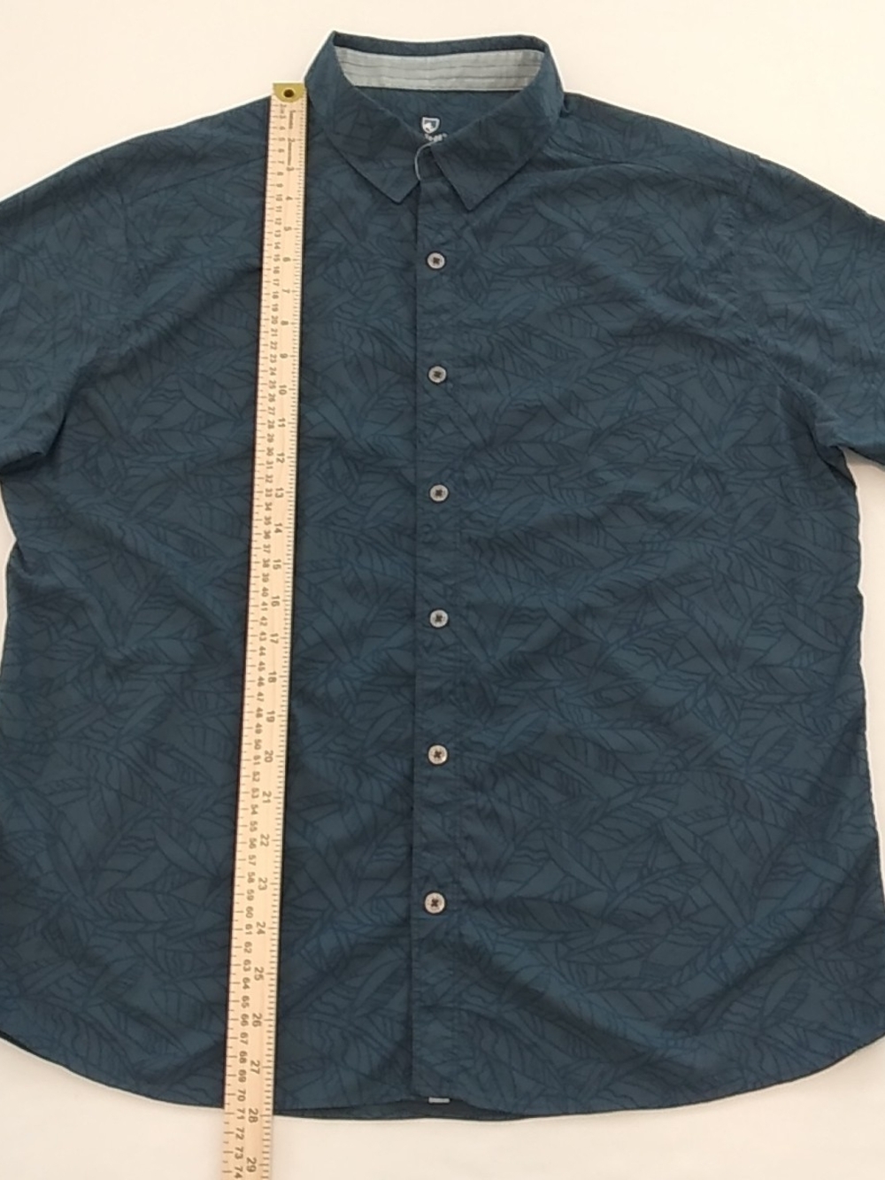 Kuhl Men's Dark Blue Leaf-Print Button-Down Shirt Size Large, Stretch - Picture 6 of 10